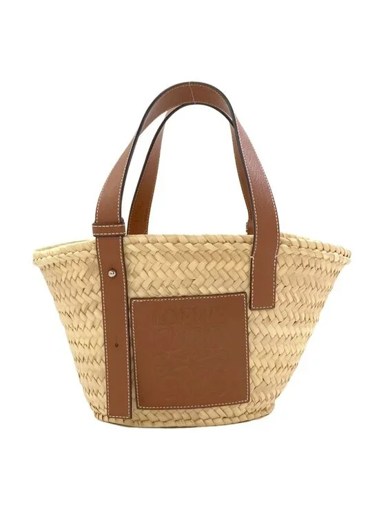 Loewe Basket Small Tote Bag Calfskin Palm Leaf