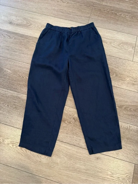 Quince 100% European Linen Pants, M, Deep Navy color