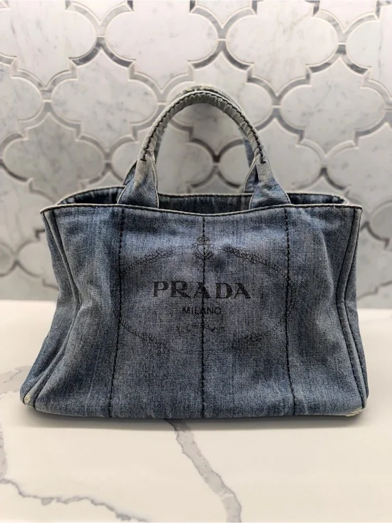 Prada Denim Tote in Washed Blue