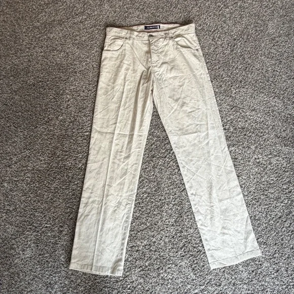 Alberto Modern Fit Linen Stretch Pants Mens 34x34 Beige Cotton Blend Trousers