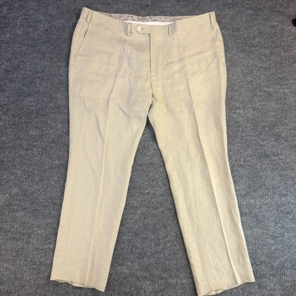 Lauren Ralph Lauren Pants Mens 42x30 Beige 100% Linen Dress Flat Front (44x30)
