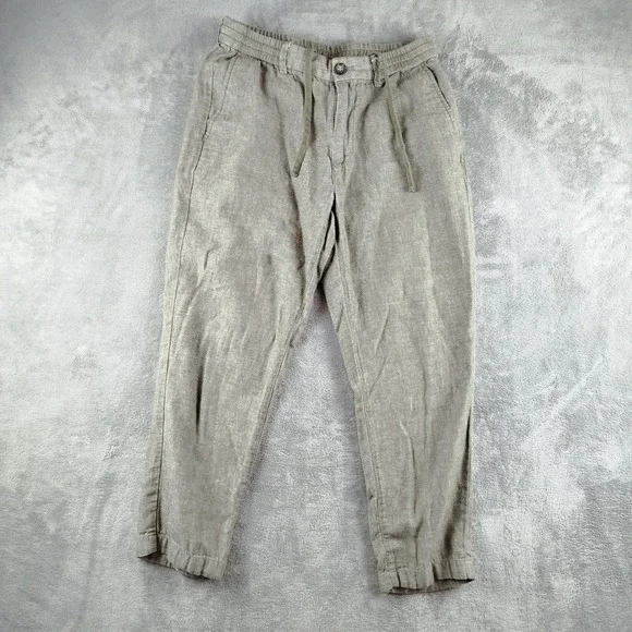 Banana Republic‎ Mens Mason Athletic Tapered Fit Linen Green Pants Size 32x24