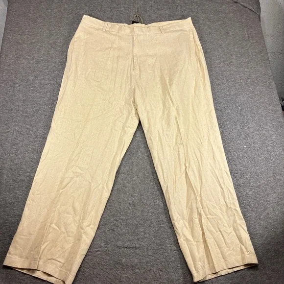 Martinez Montiel Linen‎ Blend Pants Mens 42x31 Tan Relaxed Fit Summer Beach