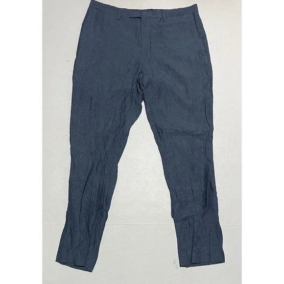 Banana Republic Slim Fit‎ Chino Pants Men Size 33 X 31 Blue 100% Linen Preppy