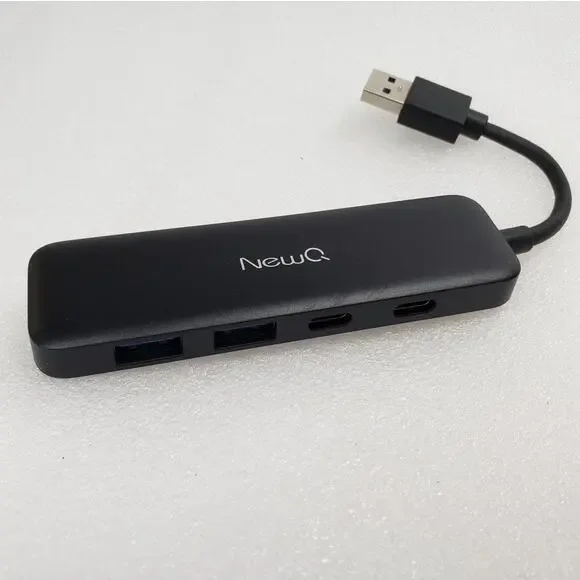 NewQ USB 3.0 Hub 4-Port USB Extension Adapter - Black Portable Data Hub