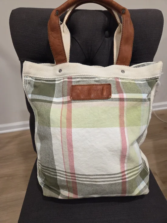 Abercrombie & Fitch Tote Bag Women OS Vintage Plaid School Teacher Y2K Preppy