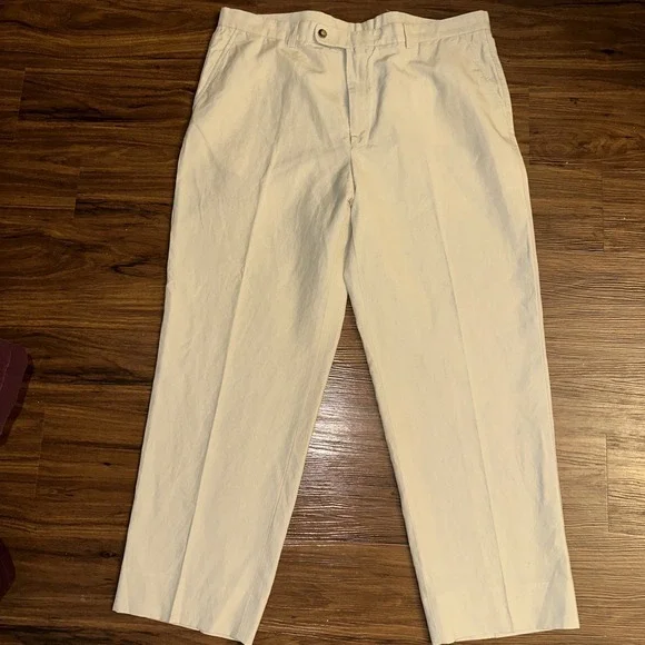 Ballin Sport Men's Linen Blend Pants Trousers Lightweight Size 40x30.5 Cream