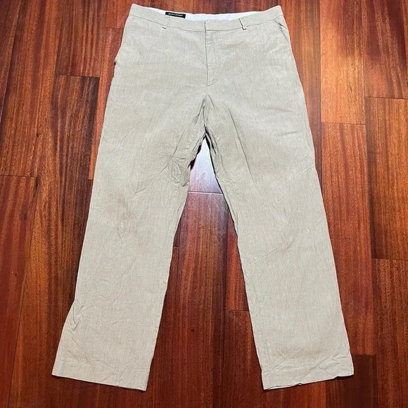 Banana Republic Pants Mens 34x30 Linen Blend Tailored Fit Dress Trousers Preppy
