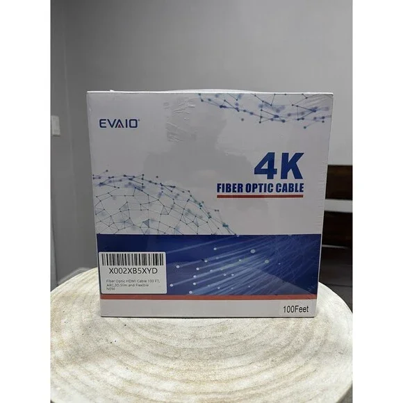 EVAIO 4K Fiber Optic HDMI Cable 100FT, ARC, 3D,Slim and Flexible New And Sealed