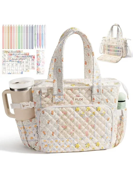 Quilted Large Bible Tote Bag for Women | Stylish Church Cover & Carry Case