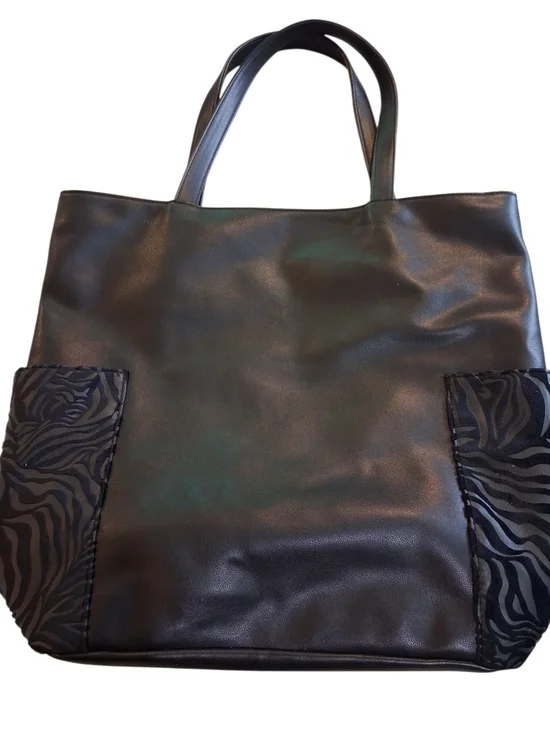 Black Women’s Tote Bag with Zebra Accent