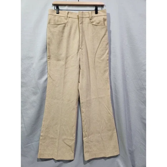 Tobias Kotzin‎ Pants Mens 30x30 Beige Vintage 70s Disco Flare Wide Leg USA