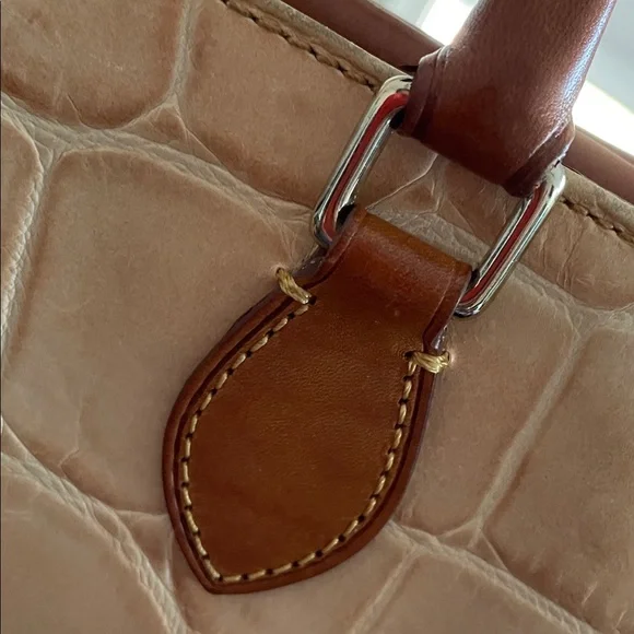 Dooney & Bourke  Denison Croco North South Tote Bag Brown Beige Structured Lux