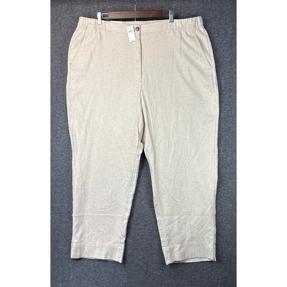 Banana Republic Mens XXL Tapered High-Rise Ankle Pants‎ Linen Blend Beige NWT