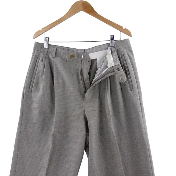 Zanella Neiman Marcus Mens Pleated Dress Pants Brown Size 36x25 Made‎ in Italy