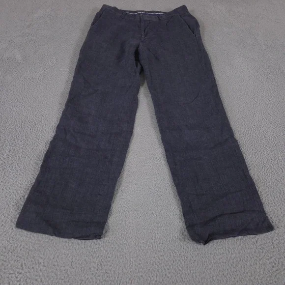 Banana Republic Pants Mens 32x32 Navy Modern Fit 100% Linen Straight Leg Striped