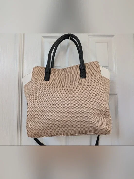 Apt. 9 Beige Tote with Black Handles and White Trim