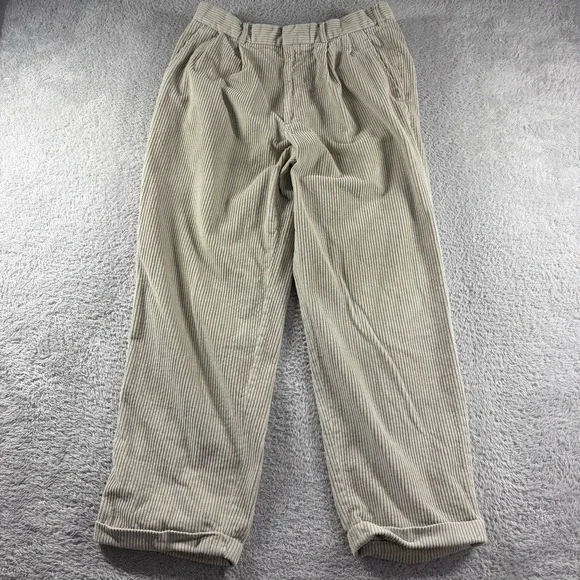Perry Ellis Corduroy Pants Mens 34x30 (Fits 30x27) Light Khaki‎ Whale Jumbo Cuff