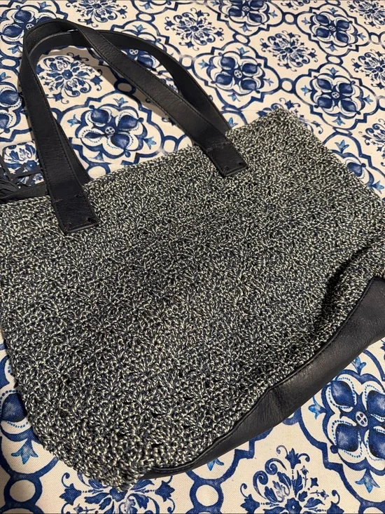 The Sak Navy blue and Gray Knit Tote Bag