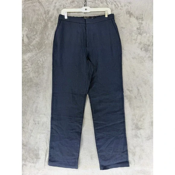 Vince Linen Pants Mens M Louie Straight Fit Navy Blue Italian Fabric EUC