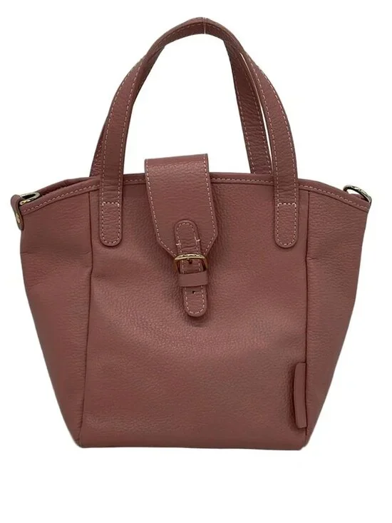 russet Pink Leather Tote Bag