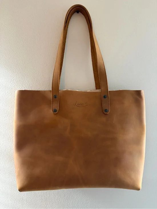Classic Tan Leather Tote with Dual Straps