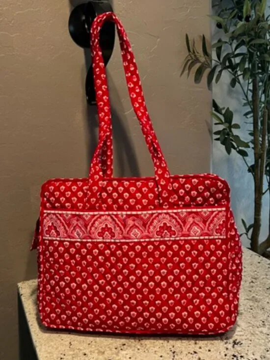 Retired Vera Bradley Nantucket Red Large Tote 16x12x5.5