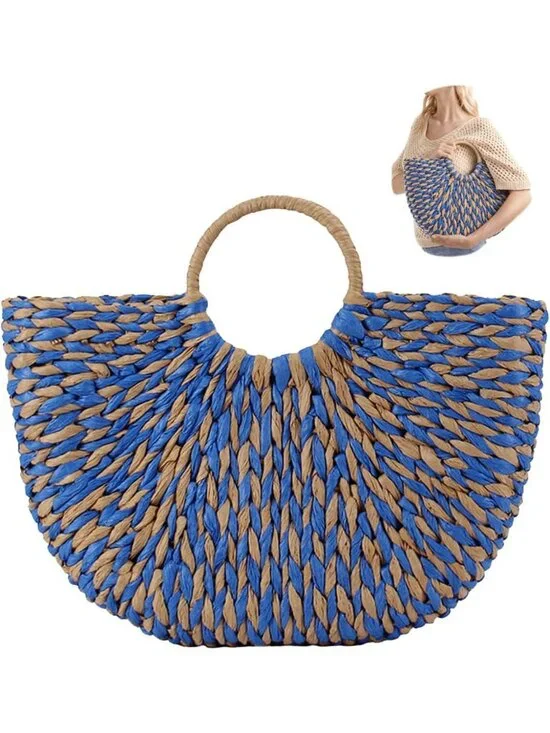 Oversized Woven Straw Tote Bag | Large Beach Bucket Hobo Purse for Summer Fun