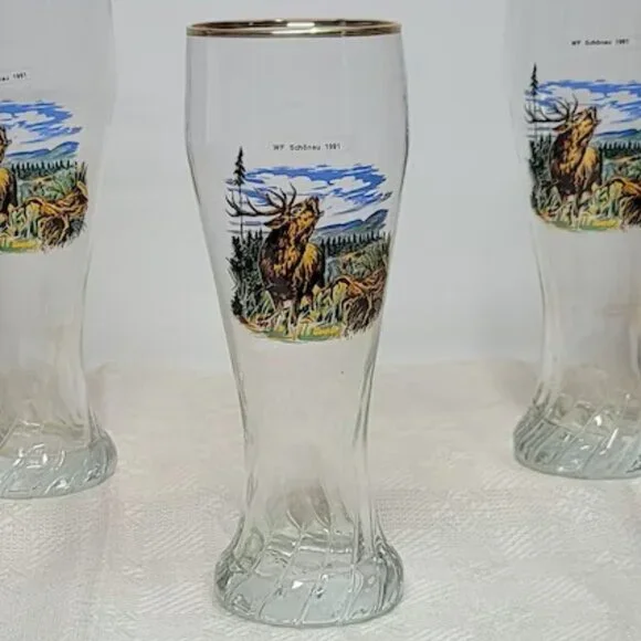 Vintage German Volksmarch Glass Beer Mug with Gold Rim - WF Schonau 1991- 1glass