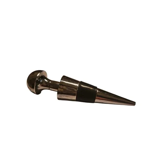 Vintage Sleek Silver Tone Tapered Wine Bottle Stopper - 4