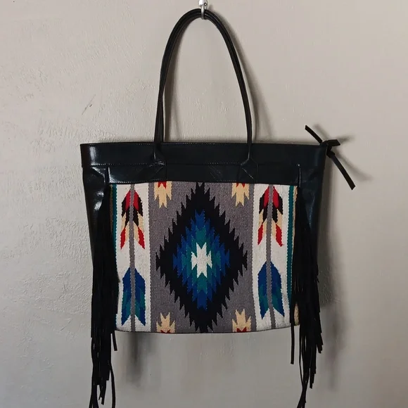 Ecotorie Bleu Leather Western Large Tote