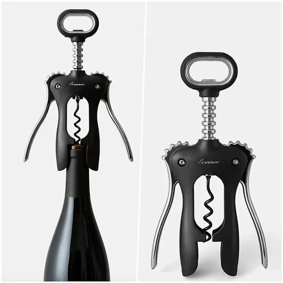 Crate & Barrel Rabbit Winged Corkscrew - Matte Black Wine Opener - NWT Gift