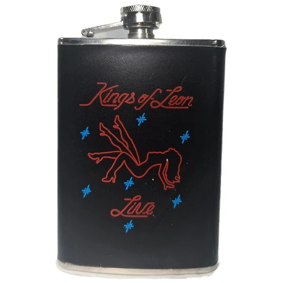 RARE Kings of Leon Live Band Merchandise Black Wrap Stainless‎ Steel Flask
