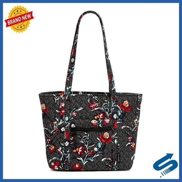 Small Quilted Cotton Tote Bag with Multiple Pockets, Machine Washable