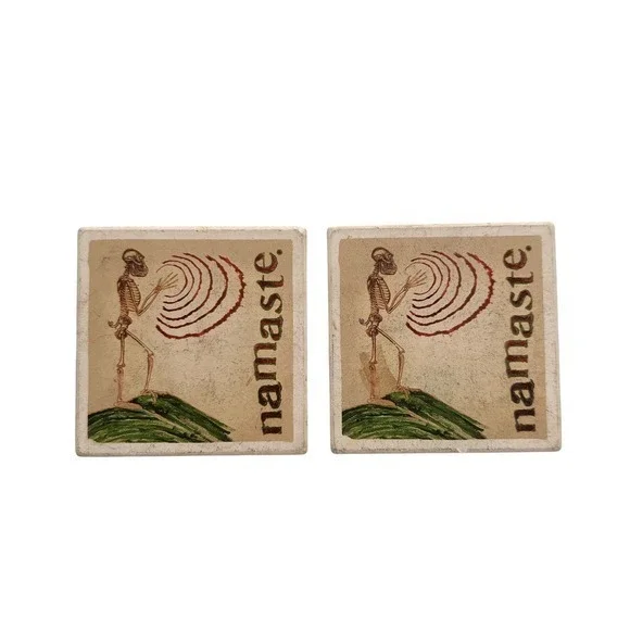 Dogfish Head Namaste Skeleton Ceramic Coasters Set of 2‎