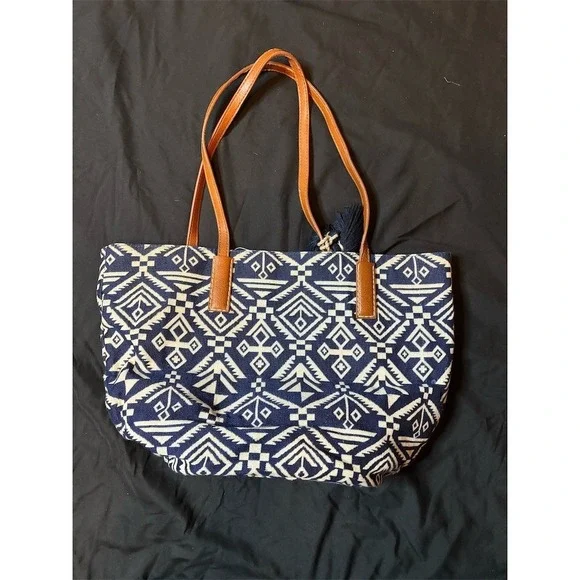 Petunia Pickle Bottom Tote Bag Womens Large Blue Aztec Tassel Work Travel boho‎