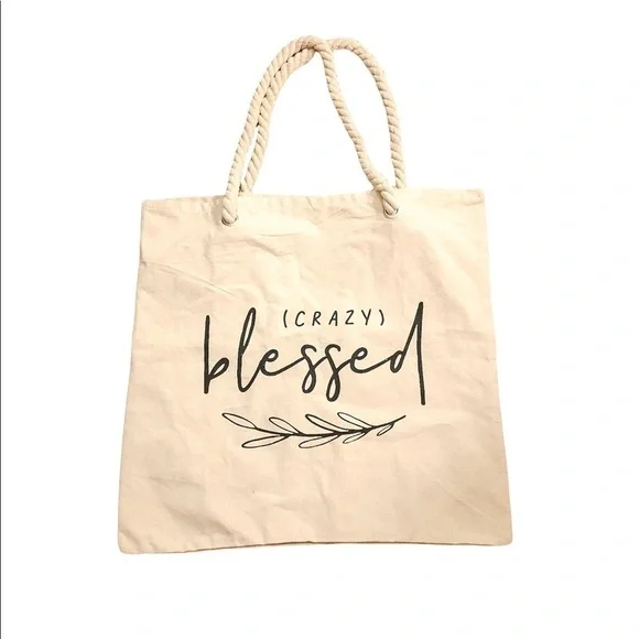 3/$25 🙌🏼 Crazy Blessed Canvas Rope Handle Tote