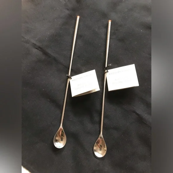Williams Sonoma Silver Long Bar Spoons Set of 2