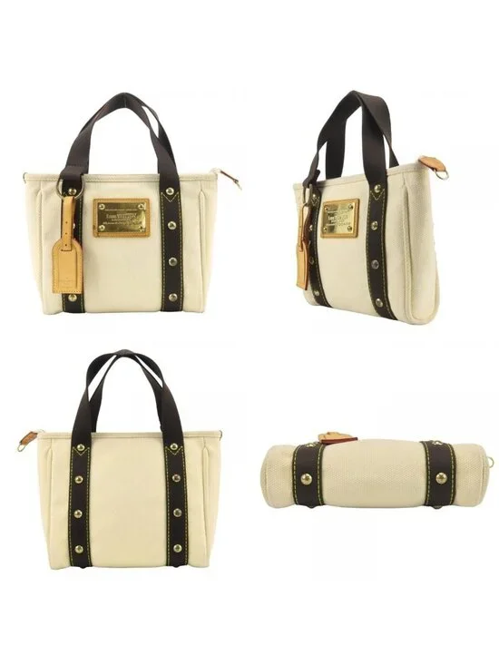 Louis Vuitton Handbag Antigua Cabas PM Canvas Ecru Ivory Brown Mini Tote Casual
