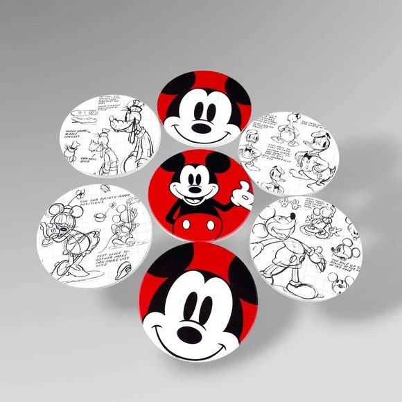 Disney‎ Mickey Mouse Friends Coasters Sketchbook Cork Back Set of 7