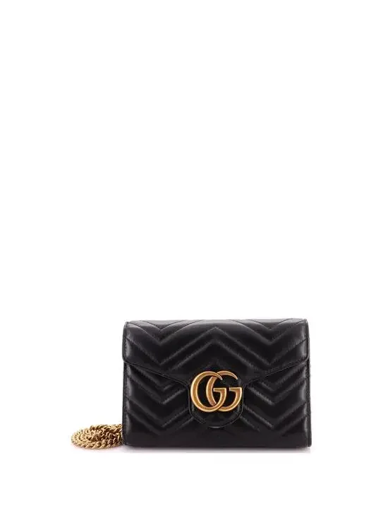 Gucci Gg Marmont Chain Wallet Matelasse #334705G11B