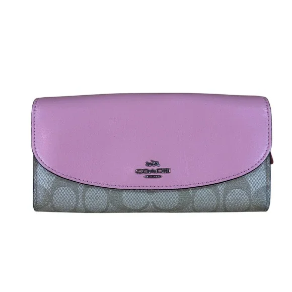 COACH‎ Long Wallet Signature Canvas F54022 Beige Light Pink