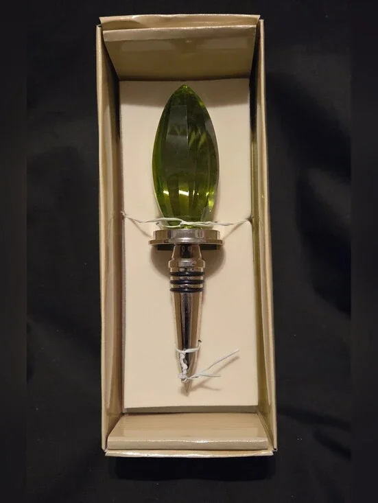 Mango Moon Collection Green Lime Faceted Ellipse Wine Bottle Stopper 6.5
