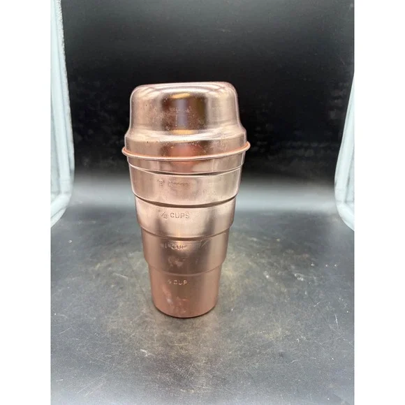 Copper Toned Graduated Tiered Cocktail Shaker with Measurement Markings 2 Cup