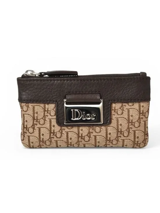 Dior Key Pouch Coin Case Street Chic Beige Brown
