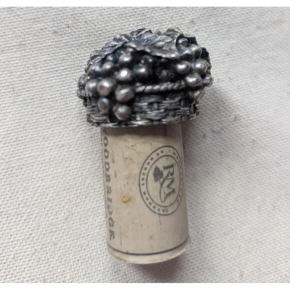 VTG Sommelier Pewter Wine Cork Stopper Grape Cluster Leaf Goodbridge Cork