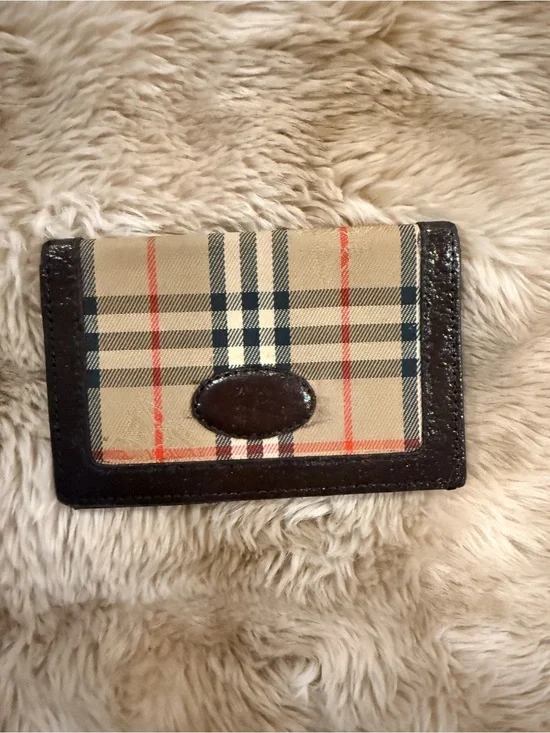 Vintage Burberrys Nova Check Plaid ID Card Holder Wallet – Brown Leather