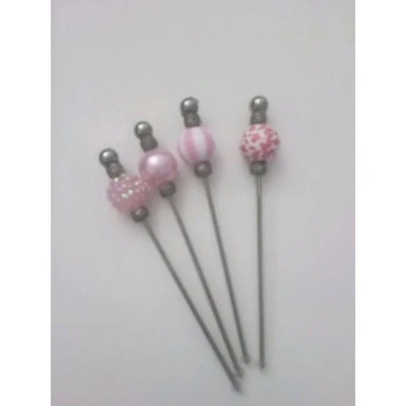 Set Of Four Beaded Cocktail  Sticks Girl Theme In Pink Great For Girls Nite Out