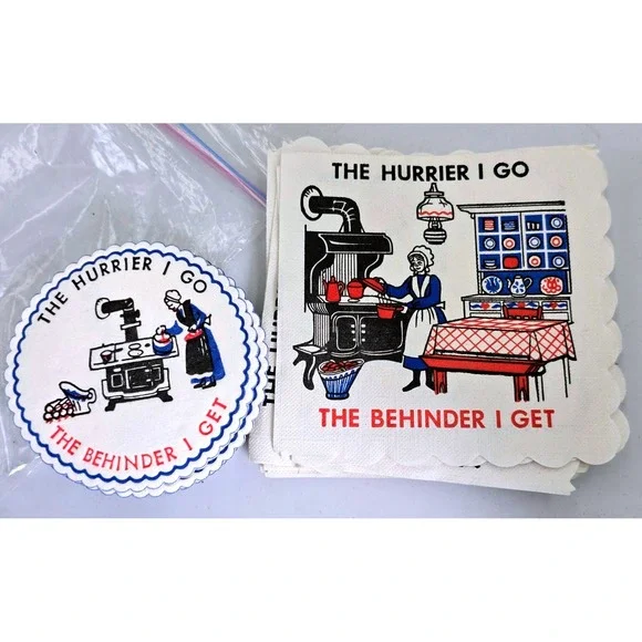 The Hurrier I Go, The Behinder I Get, Pennsylvania Dutch, Amish Vintage 18 ct.