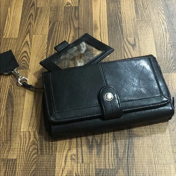Black Women's Wallet Organizer  with Snap Closure